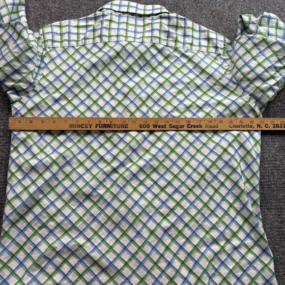Banana Republic Shirt Mens  L Blue‎ Green Checkered Classic Fit Button Preppy - Picture 8 of 12